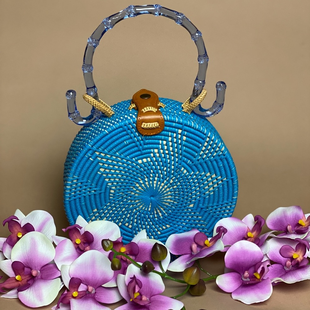 Blue folk fortune ratan bag
